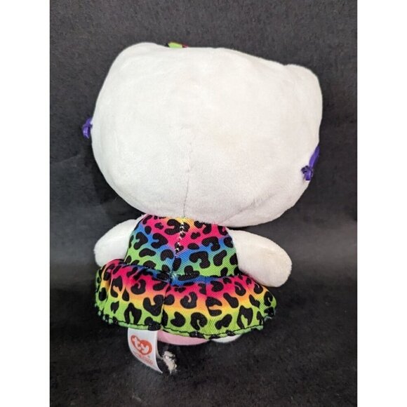 Sanrio Hello Kitty Ty Beanie plush Rainbow Leopard Dress Purple Glasses 6" - Picture 4 of 6
